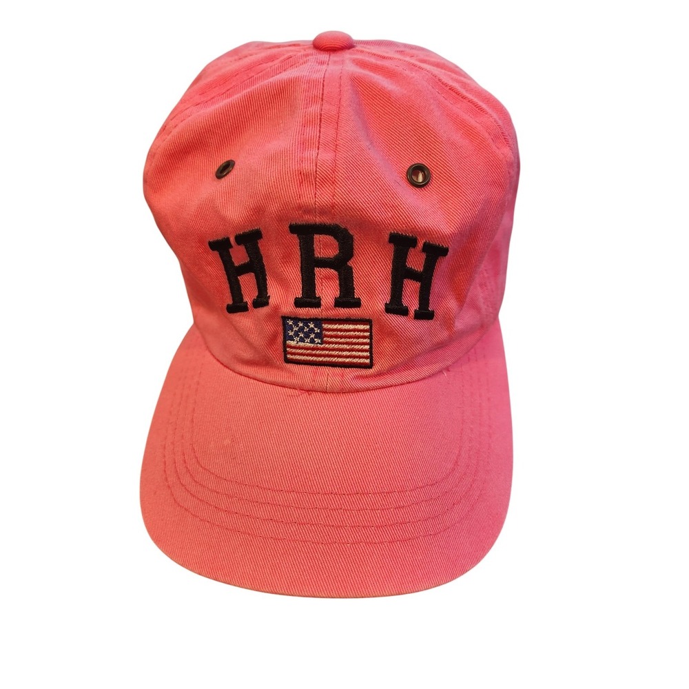 Vintage Hard Rock Hotel HRH Hat Cap Strap Back Men Pink Las Vegas USA Flag